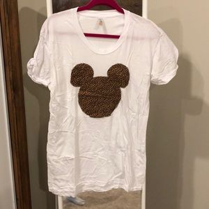 Leopard print Mickey Mouse tee